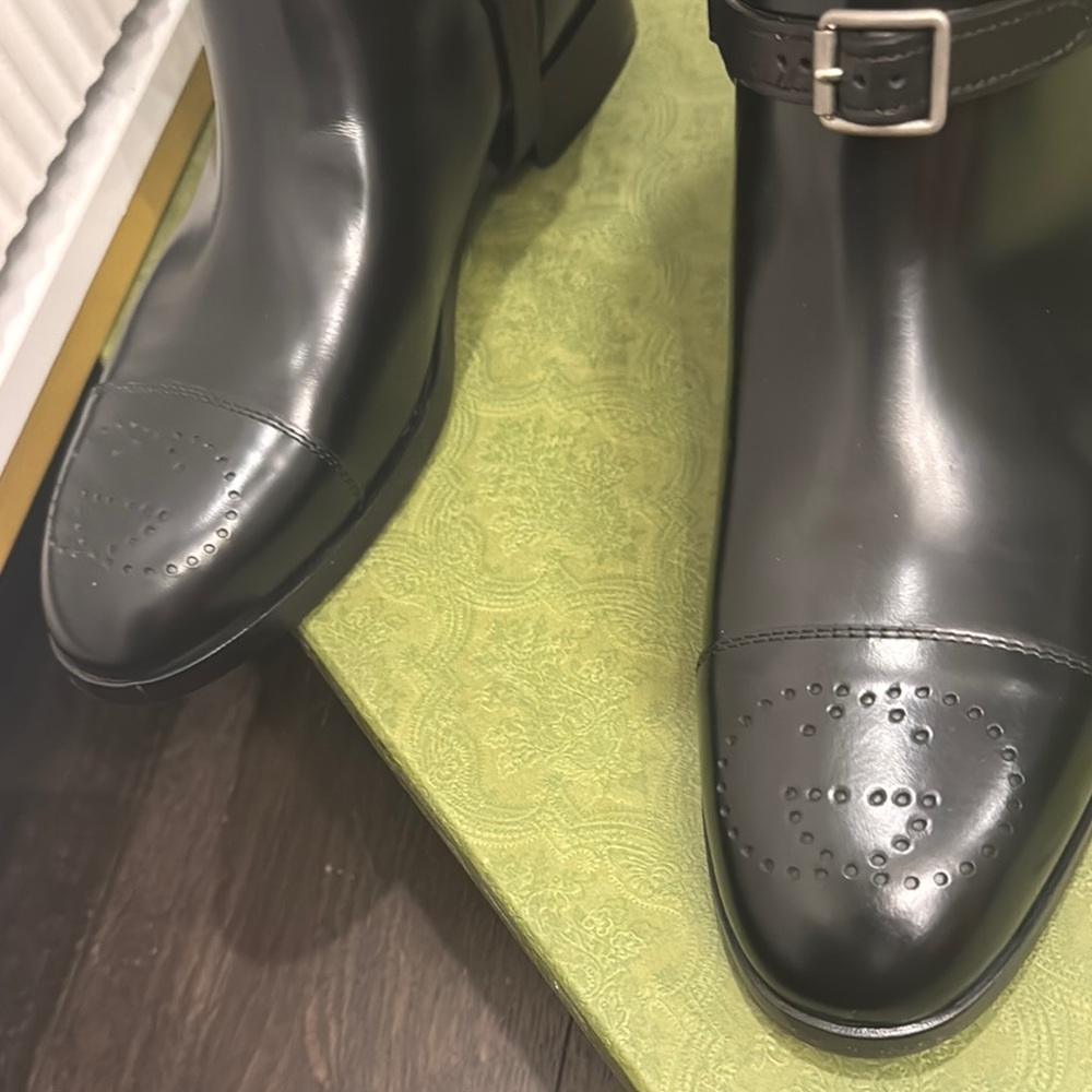 Gucci Black and Brown Two-Tone Leather Riding Boots - Men - Picture 2 of 6